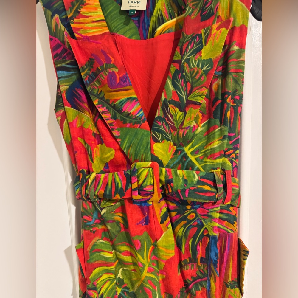 FARM Rio Red and Green Women’s Mini Dress with Tropical Print - Picture 2 of 8